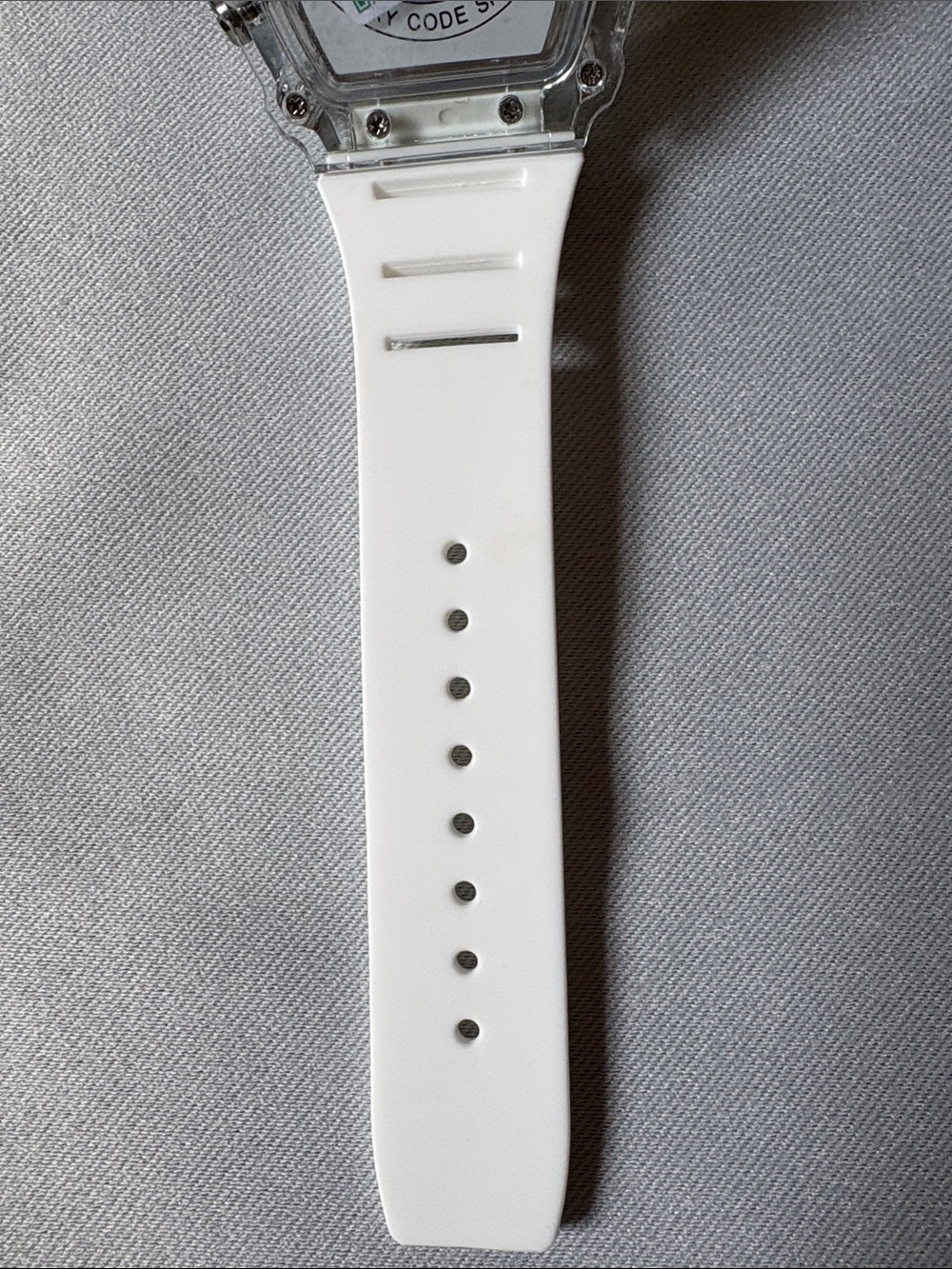Transparent Barrel Case White Strap Skeleton Dial Watch - Picture 10 of 14